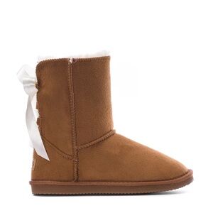 Kids Brown Suede Boots with Bow